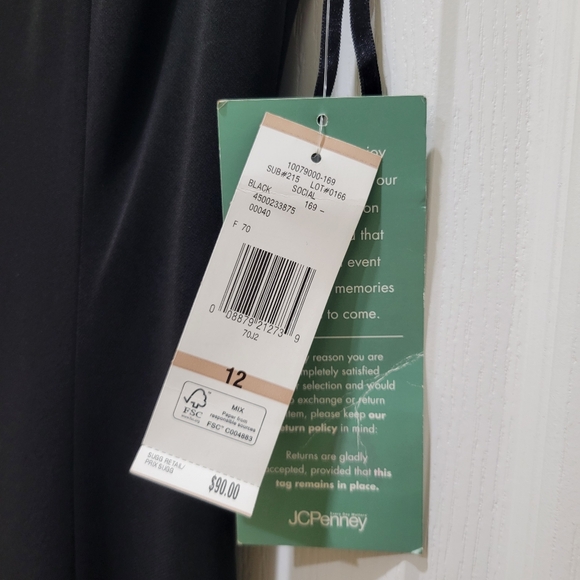 NWT $90 Women's Black Jones Wear Column Dress Size 12 100% Polyester - Picture 2 of 8